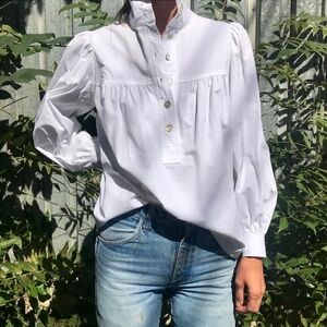 Horses Atelier White Smock Blouse in Italian Cotton